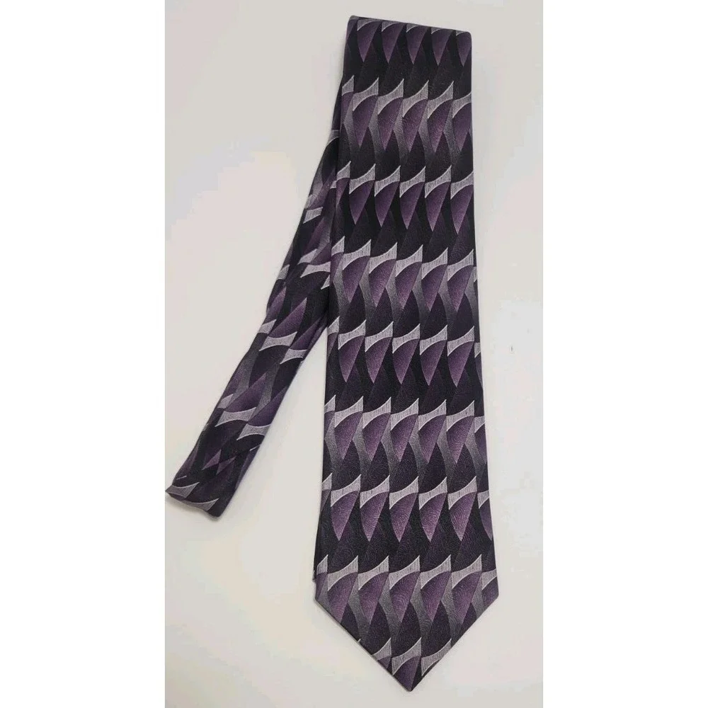 Towncraft Purple & Black Geometric Tie,‎ 4